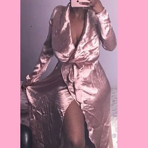 rose pink satin duster